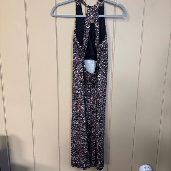 Prana dress midi length medium black and multicolor open back racer back - Picture 2 of 4